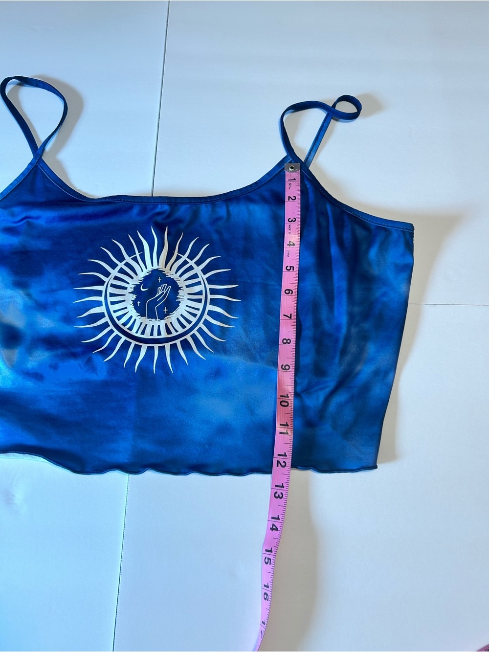 Satin Sun & Moon Navy Blue Cami and Shorts Sleep Set - Picture 9 of 10